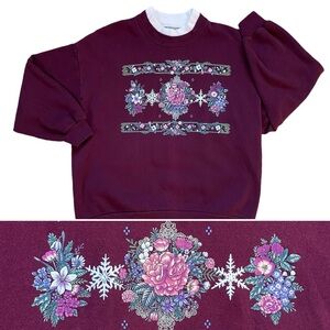 Vintage 90s Whim Z Petites Floral Grandma Sweatshirt